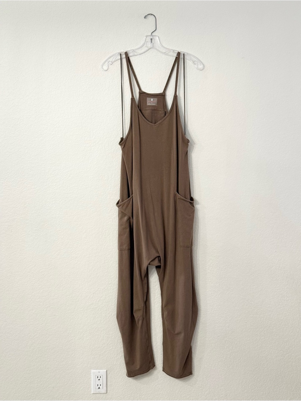 Free people hotshot romper onesie Women's Brown Relaxed Jumpsuit with Pockets